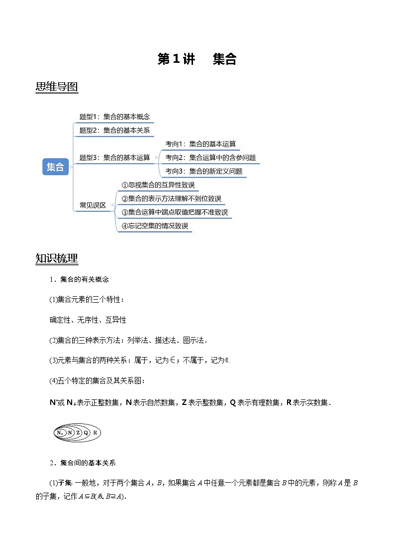 高中数学高考第01讲 集合（教师版）第1页