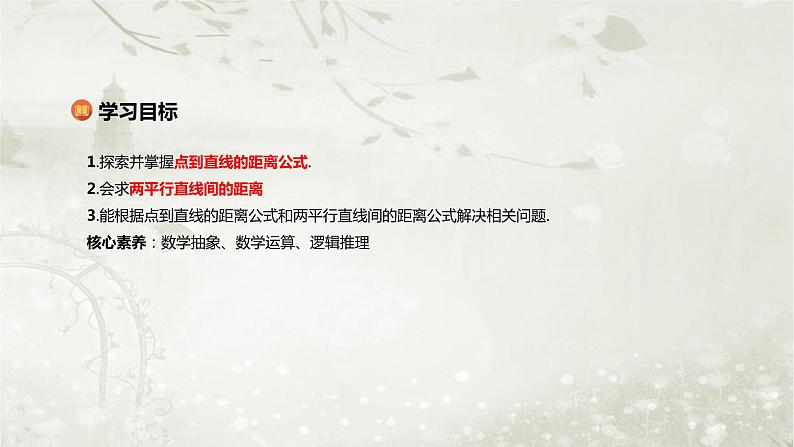 北师大版高中数学选择性必修第一册1-1-6第2课时点到直线的距离公式、两条平行直线间的距离公式课件02