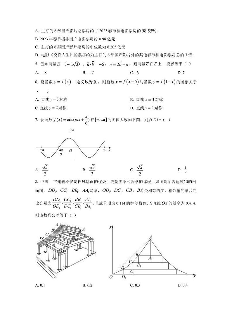 2023届江西省景德镇市第一中学重点中学盟校高三下学期第一次联考数学文试卷PDF版含答案第2页