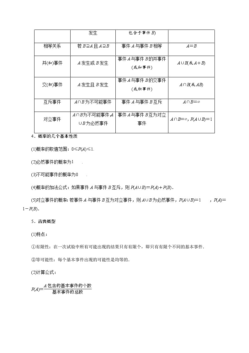 高中数学高考第58讲 随机事件的概率与古典概型（讲）（学生版） 试卷02