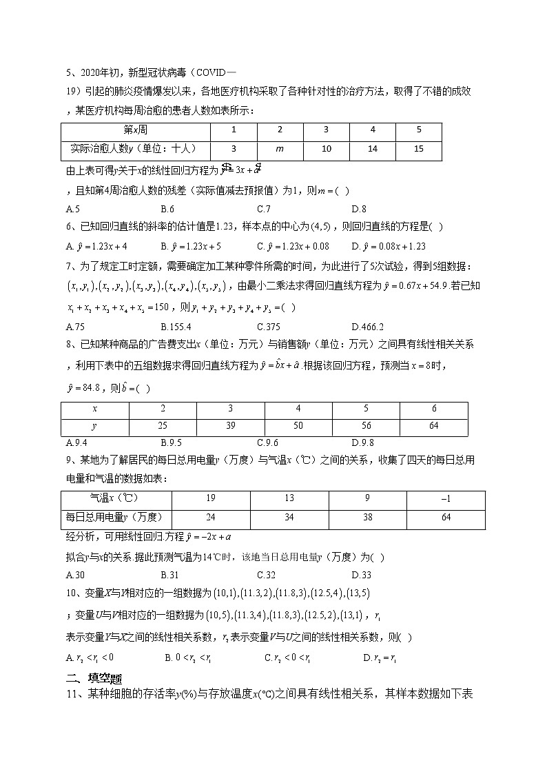 2022-2023学年苏教版（2019）选择性必修二第九章 统计 单元测试卷（含答案）第2页
