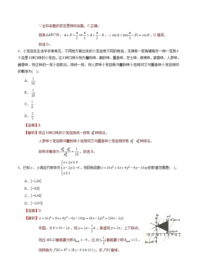 高中数学高考黄金卷03（理）（新课标Ⅱ卷）（解析版）第2页