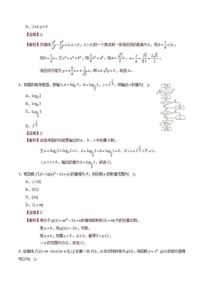 高中数学高考黄金卷03（文）（新课标Ⅱ卷）（解析版）第2页