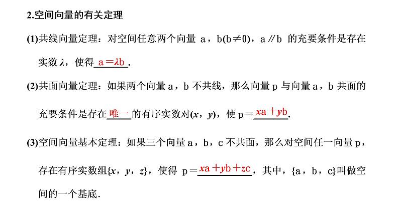高中数学高考第五节 第1课时 系统知识牢基础——空间向量及其应用 课件练习题第2页