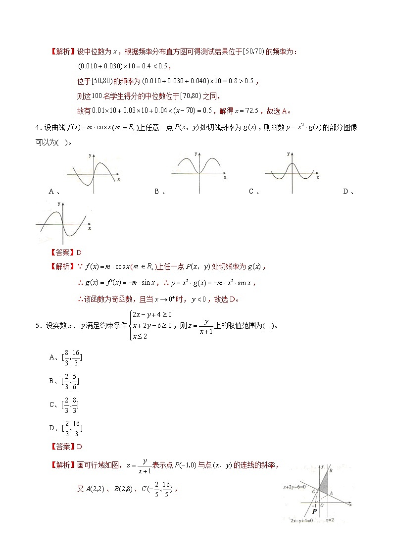 高中数学高考黄金卷05（文）（新课标Ⅲ卷）（解析版）第2页
