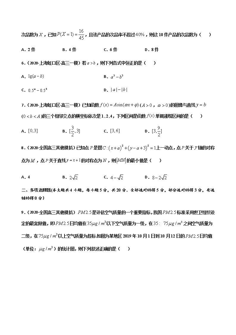 高中数学高考黄金卷20-【赢在高考•黄金20卷】备战2021高考数学全真模拟卷（新高考专用）（原卷版）02