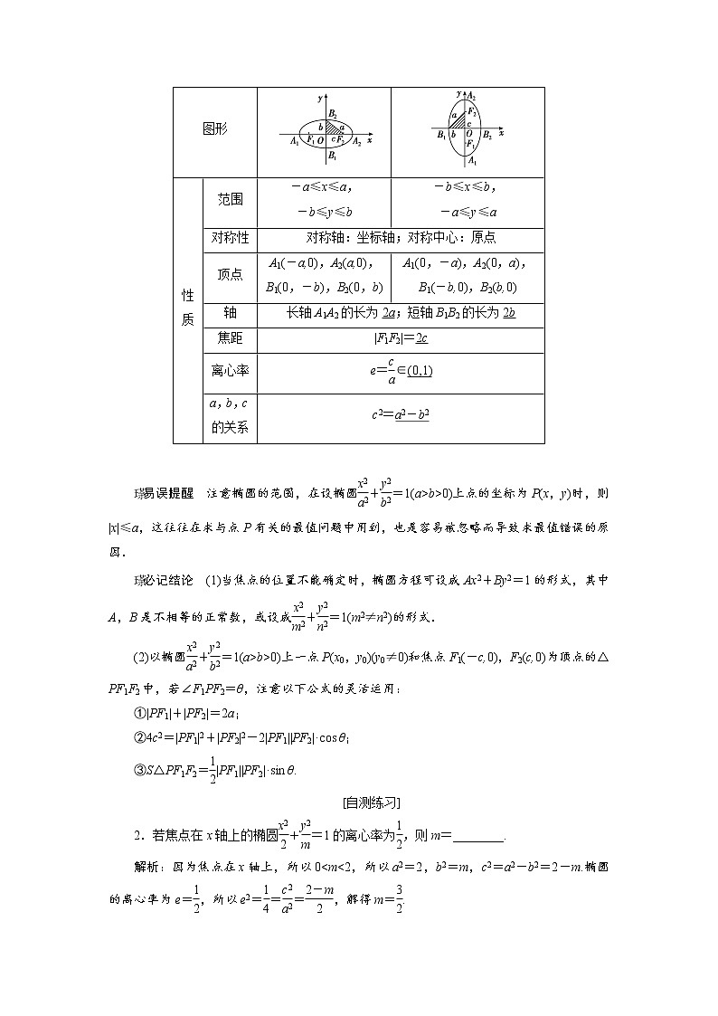 高中数学高考高三数学人教版A版数学（理）高考一轮复习教案：8 5 椭　圆 Word版含答案第2页