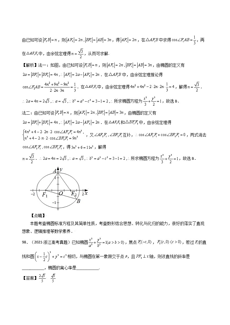 高考数学真题与模拟训练汇编专题21 椭圆(教师版)第2页