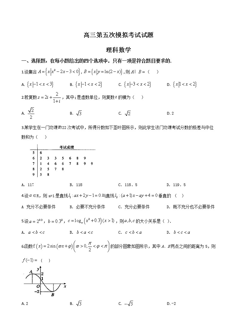 高中数学高考精品解析：【全国百强校】贵州省遵义航天高级中学2019届高三第五次模拟考试数学（理）试题（原卷版）第1页