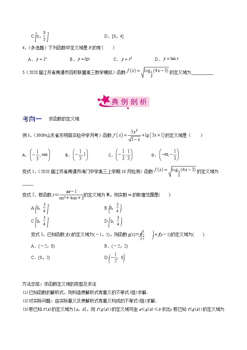 高中数学高考考点09 函数的定义域与值域（原卷版）02