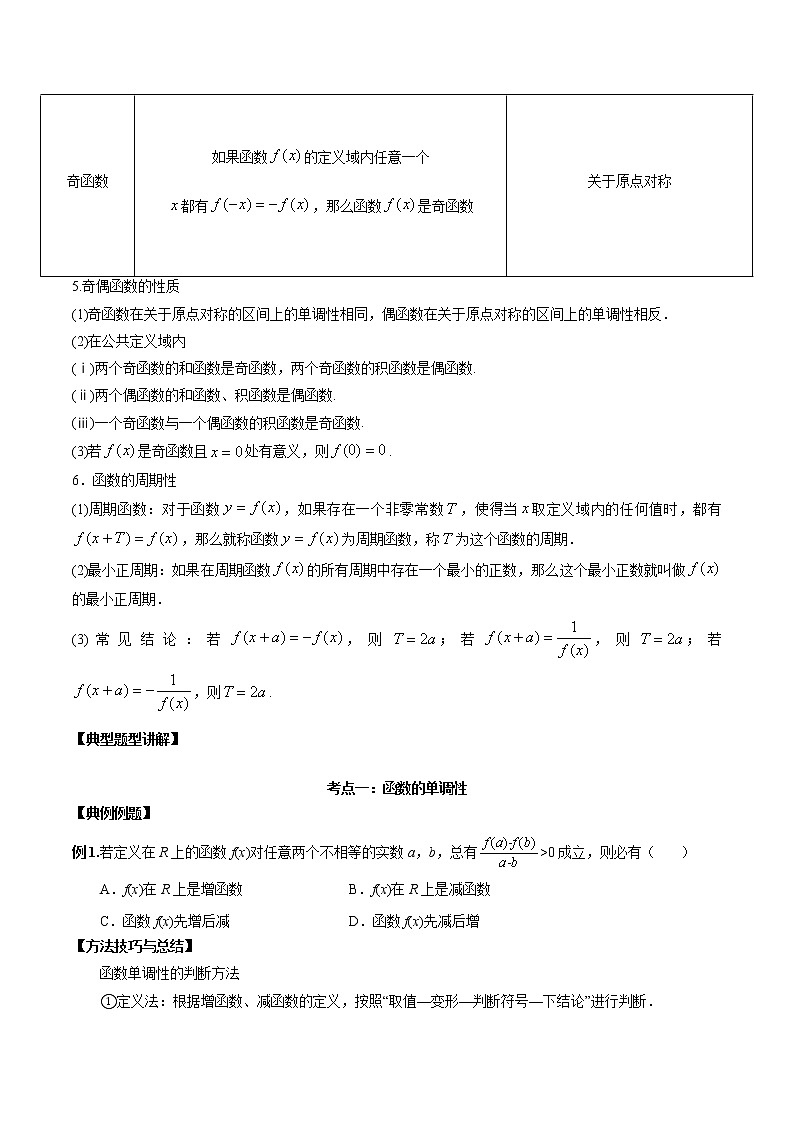 第五讲函数的单调性、奇偶性、周期性讲义原卷版第2页