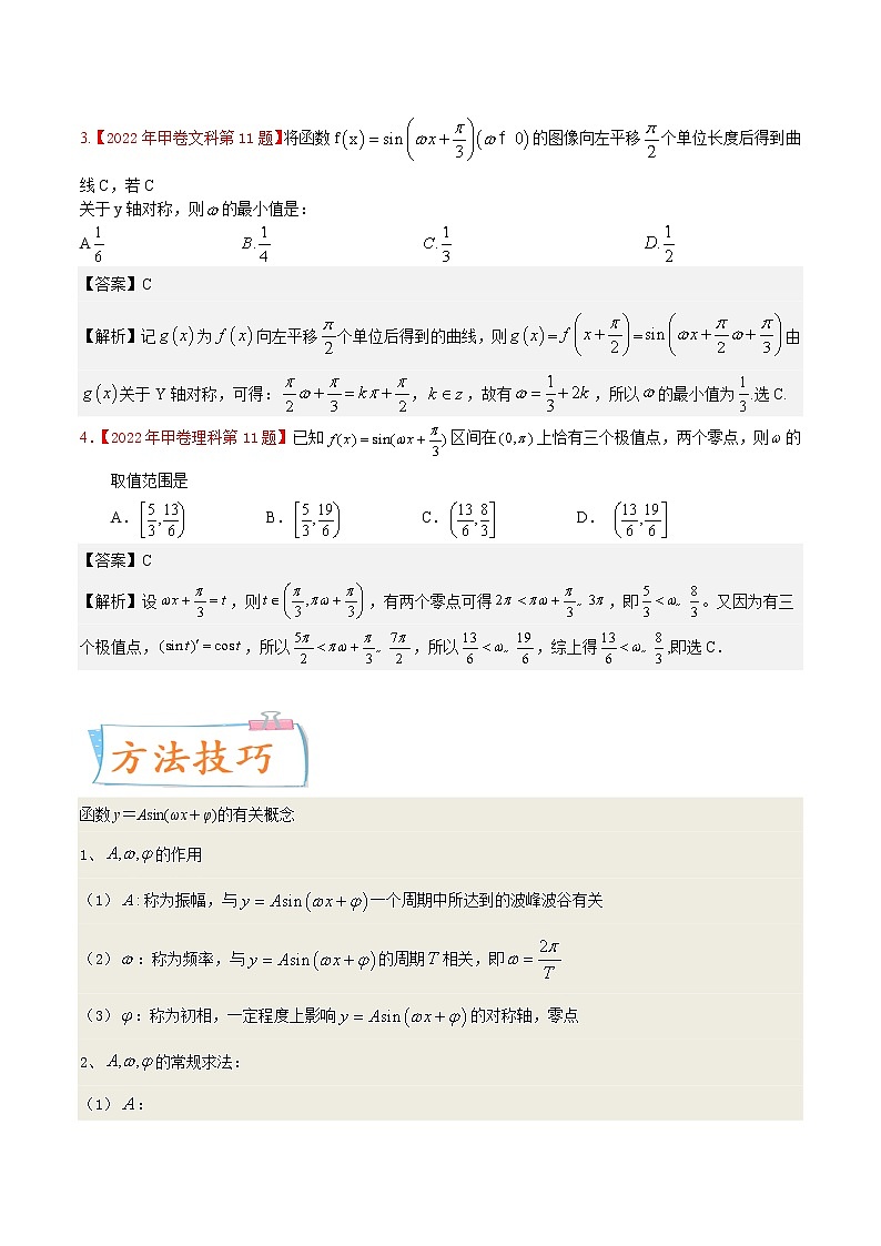 考向15 三角函数的图像变换（重点）-备战2023年高考数学一轮复习考点微专题（全国通用）（学生版）第2页
