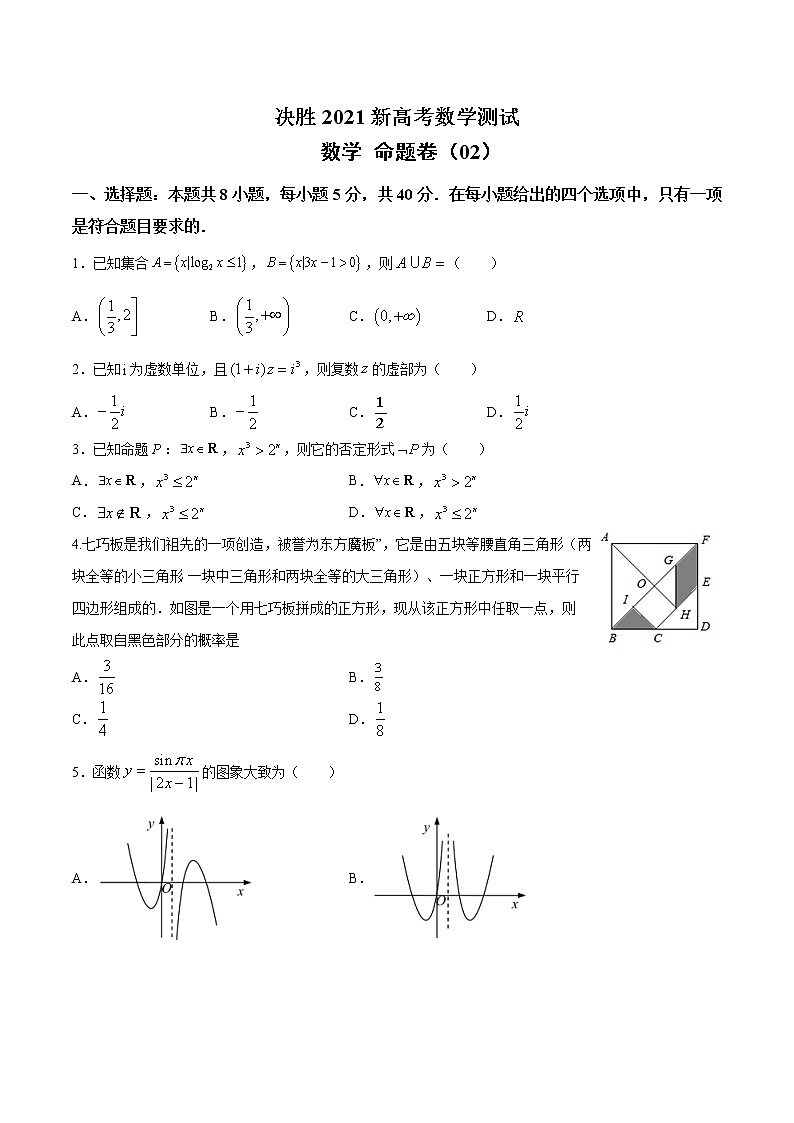 高中数学高考命题卷（02） 决胜2021新高考数学命题卷（新高考地区专用）（原卷版）01