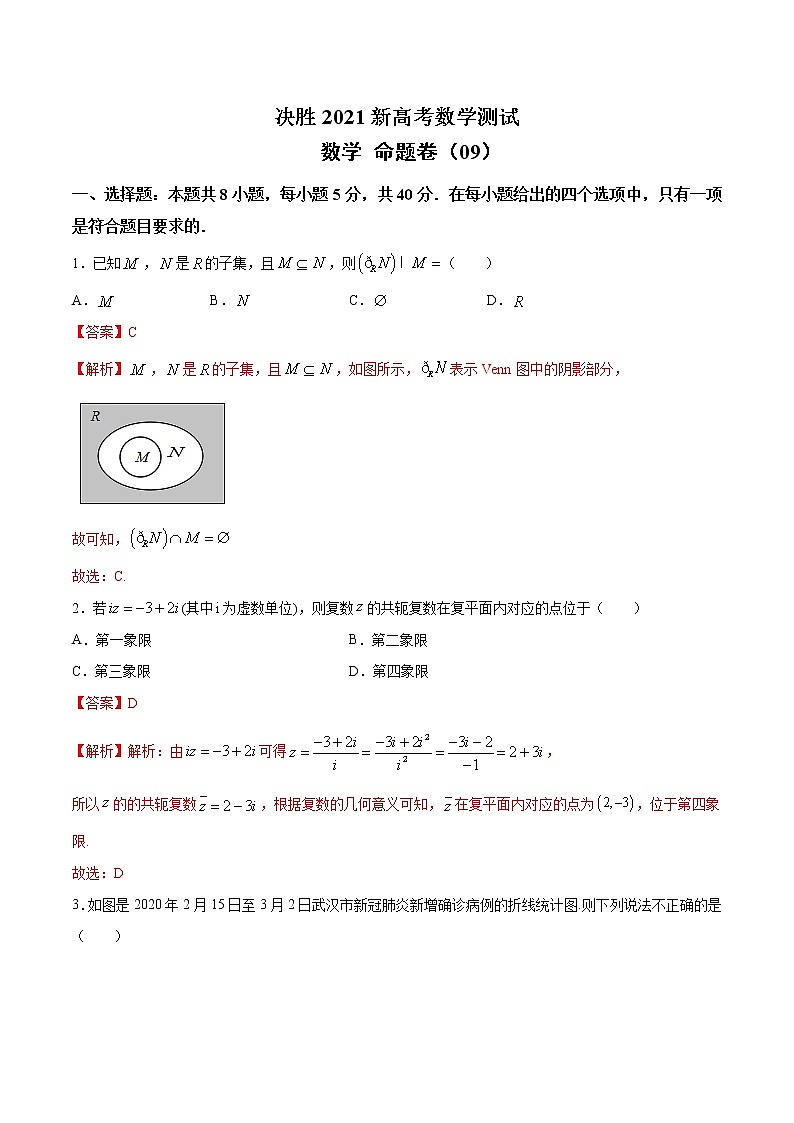 高中数学高考命题卷（09） 决胜2021新高考数学命题卷（新高考地区专用）（解析版）第1页