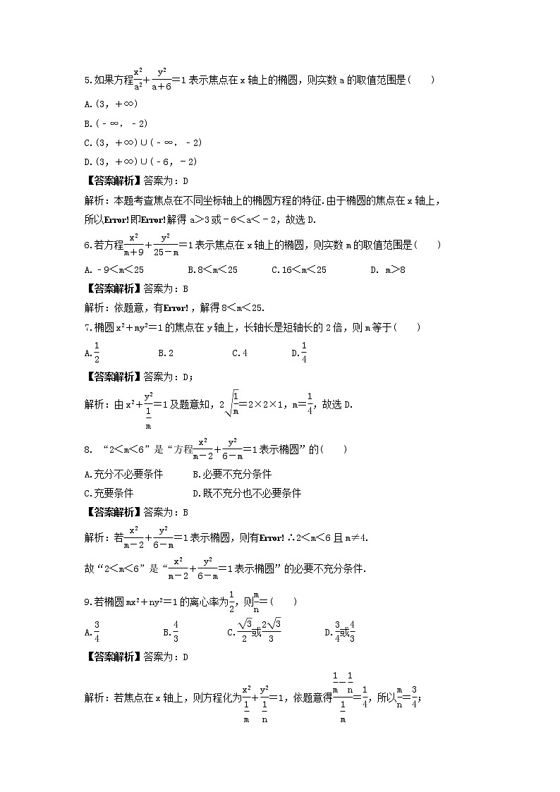 2023年高考数学一轮复习《椭圆》课时练习基础练（教师版）第2页