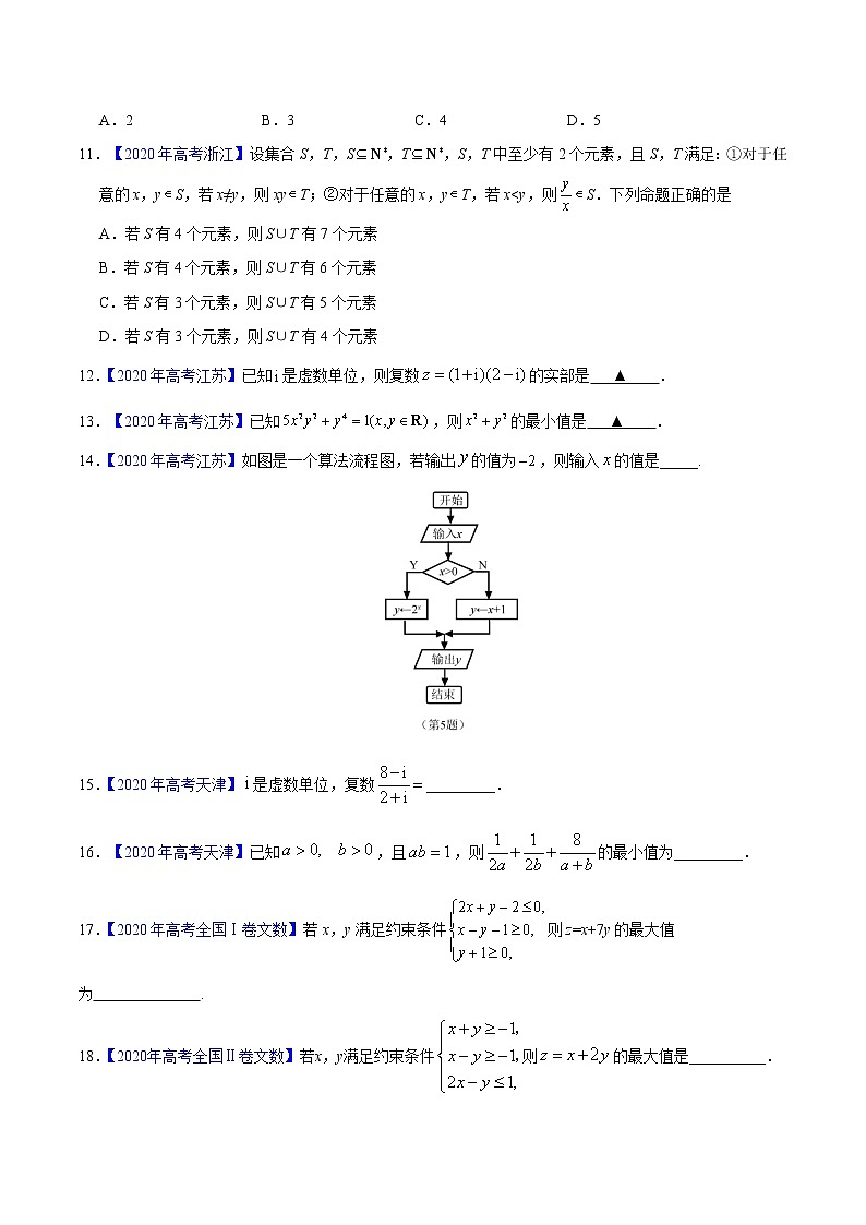 高中数学高考专题10 不等式、推理与证明、算法初步、复数——2020年高考真题和模拟题文科数学分项汇编（学生版）第3页