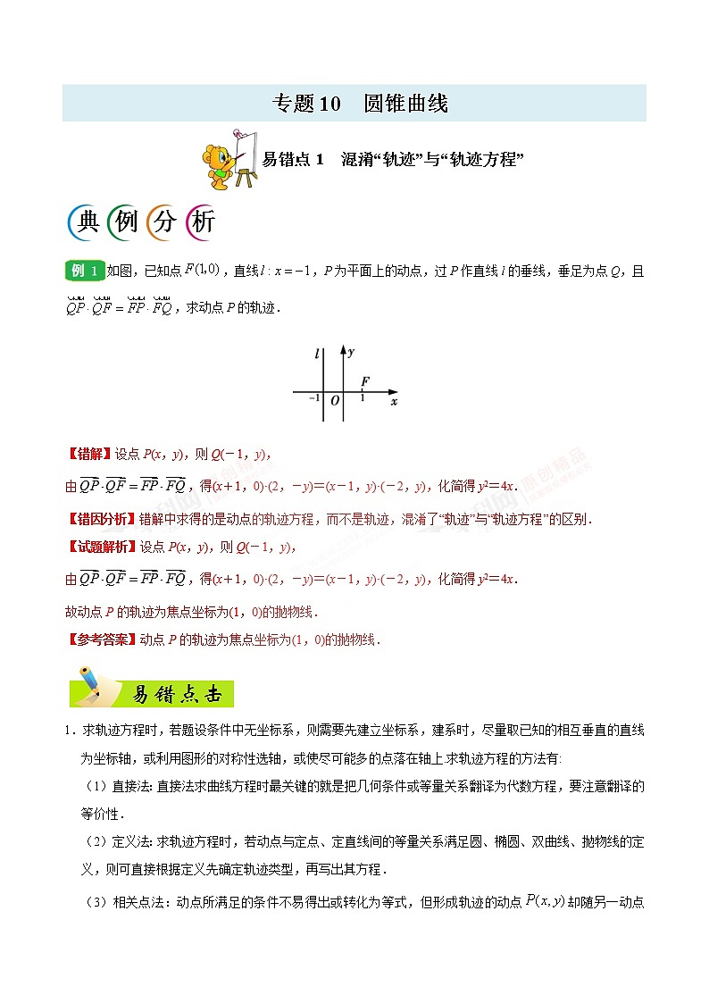 高中数学高考专题10 圆锥曲线-备战2019年高考数学（文）之纠错笔记系列（原卷版）第1页