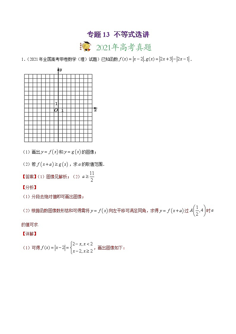 高中数学高考专题13 不等式选讲（解析版）第1页