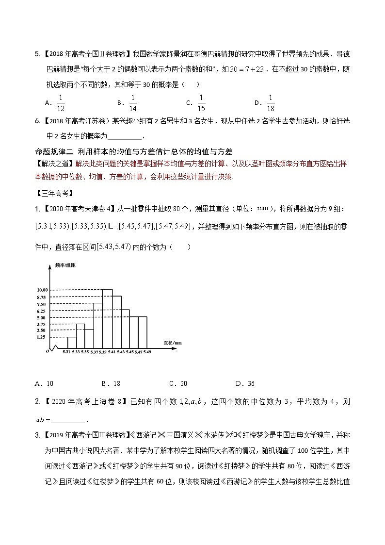 高中数学高考专题27 概率与统计（原卷版）02