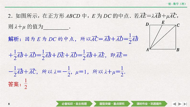 中考数学优化探究一轮复习（理数） 第4章  第2节　平面向量的基本定理及坐标表示课件PPT08