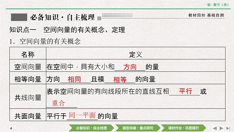 中考数学优化探究一轮复习（理数） 第7章  第6节　空间向量及其运算课件PPT04