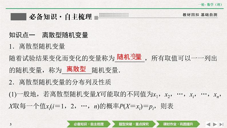 中考数学优化探究一轮复习（理数） 第9章  第6节　离散型随机变量及其分布列课件PPT03