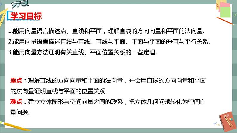 第一章-1.4.1 用空间向量研究直线、平面的位置关系（课件PPT）第2页