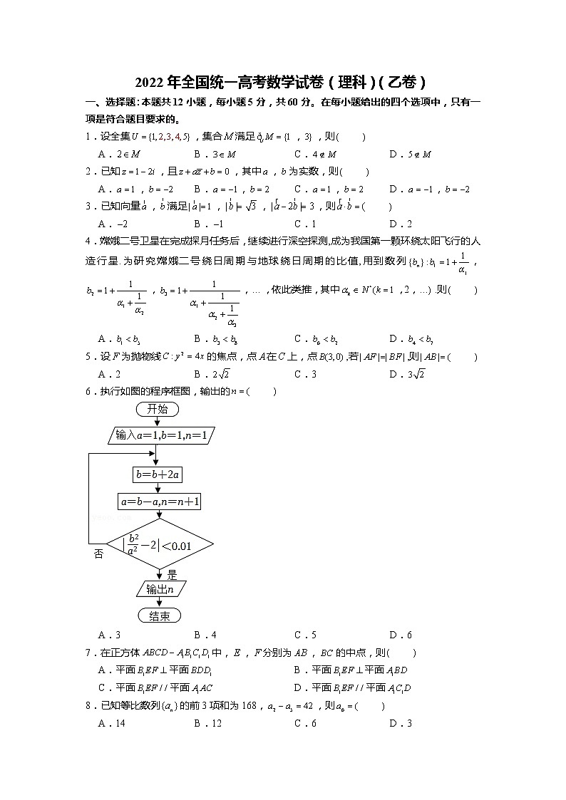 2022年全国统一高考数学试卷（理科）（乙卷）（邵金龙、岳惠艺   张鸿茂、闫延）第1页