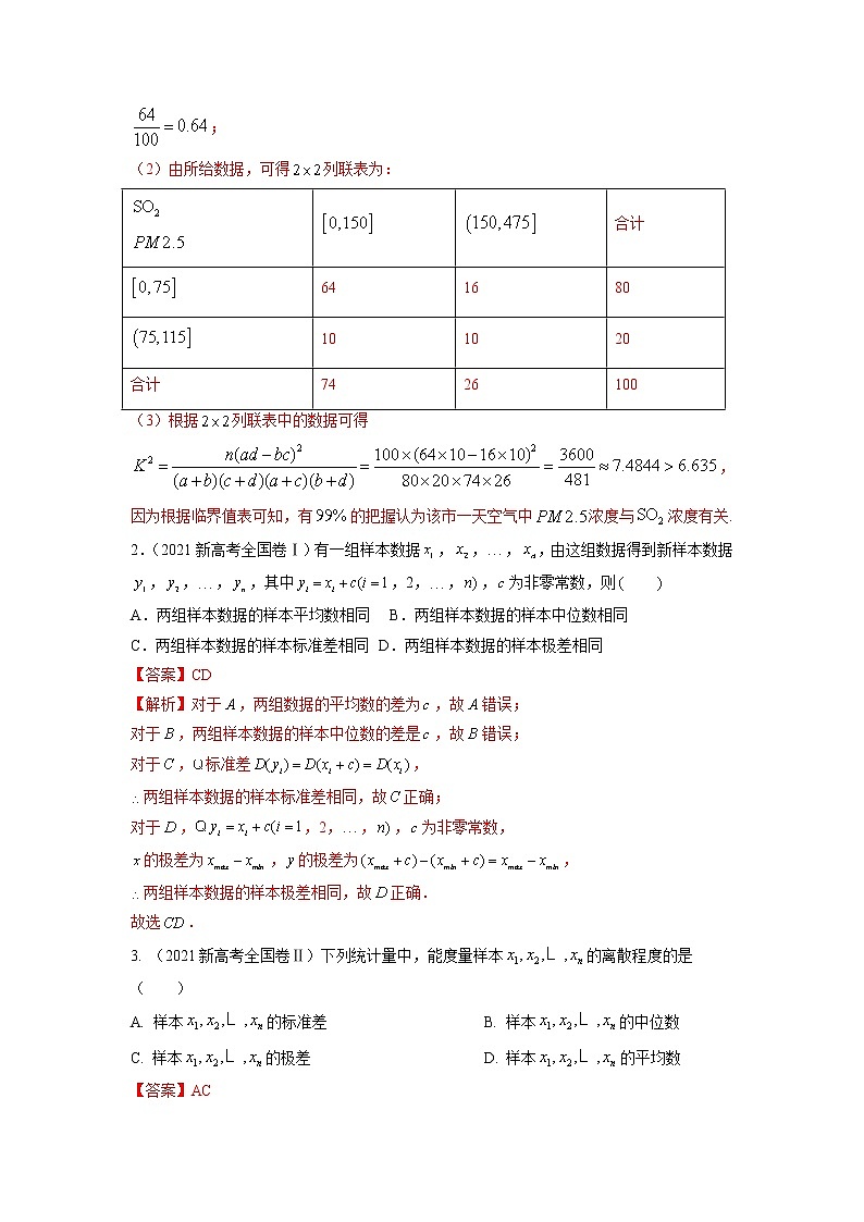 专题9  统计与统计案例 （解析版）第2页