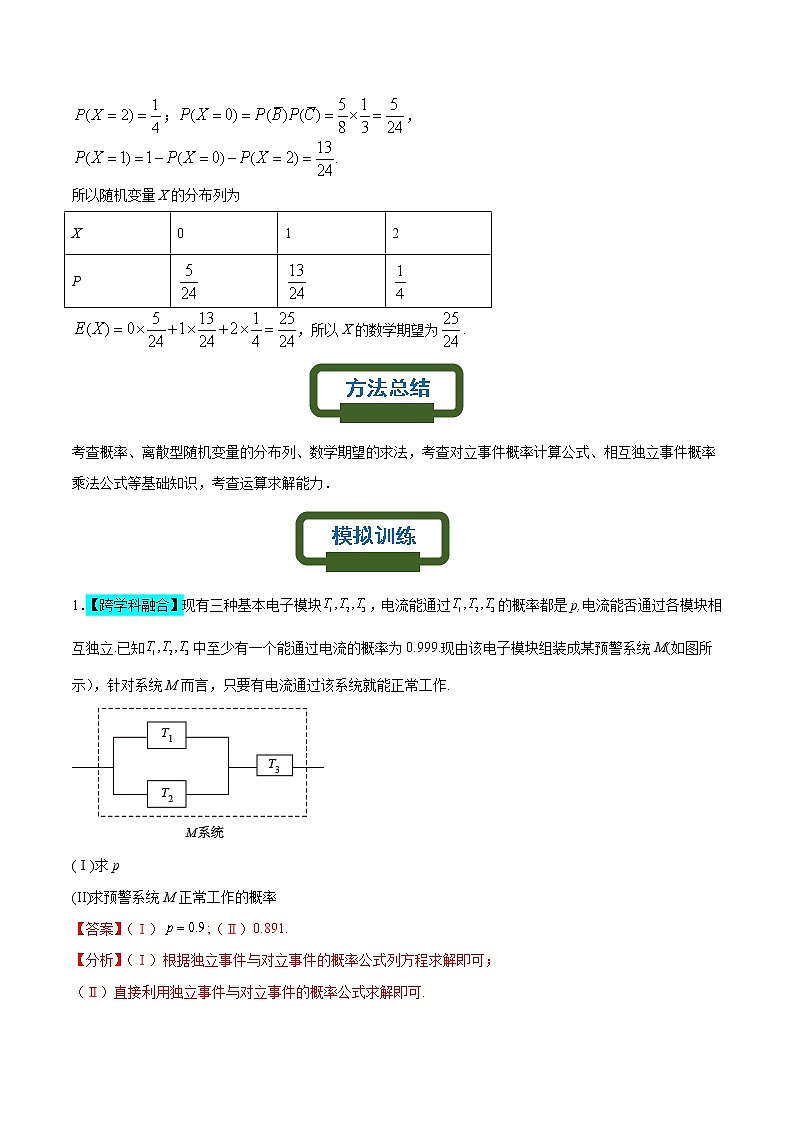 相互独立事件为背景的概率模型——【高考三轮冲刺】2023年高考数学概率专题模型通关训练（原卷版+解析版）02