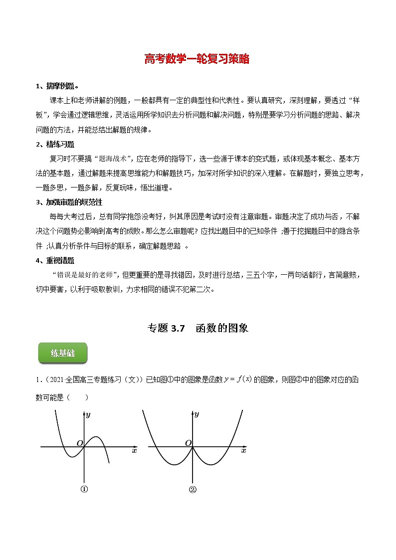 高考数学一轮复习 专题3.7  函数的图象（练）01