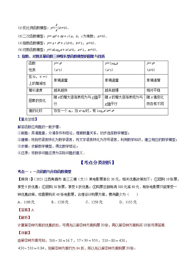 高考数学一轮复习 专题3.9  函数的实际应用（讲）02