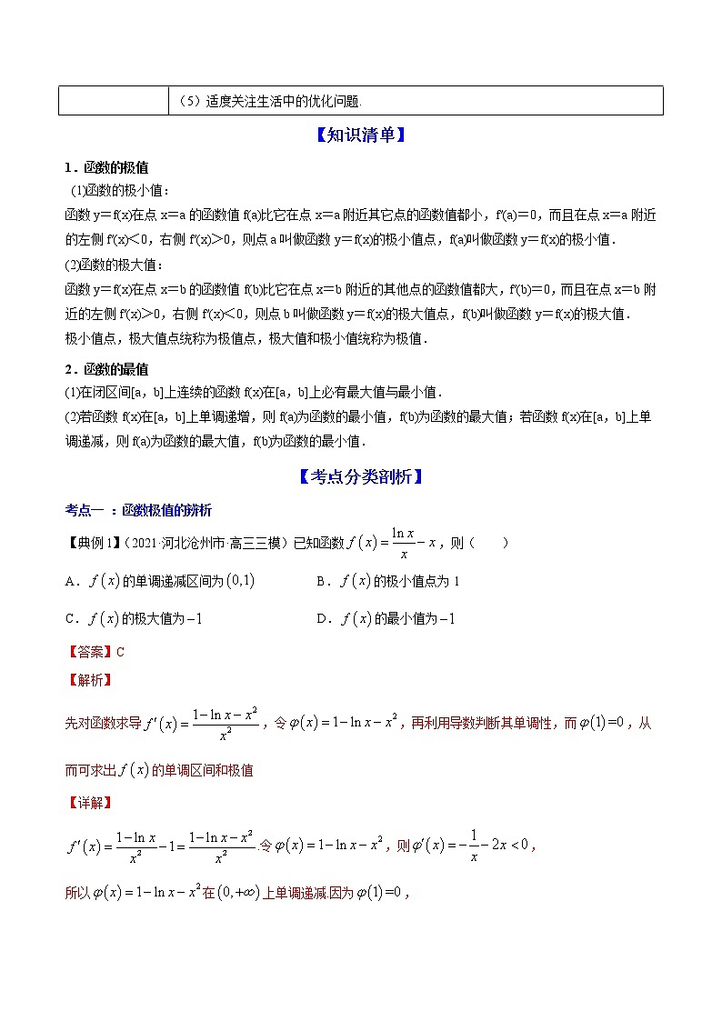 专题4.3   应用导数研究函数的极值、最值（讲）教师版第2页