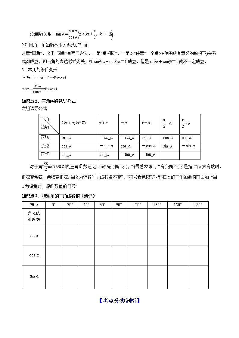 专题5.2   同角三角函数的基本关系与诱导公式（讲）学生版第2页
