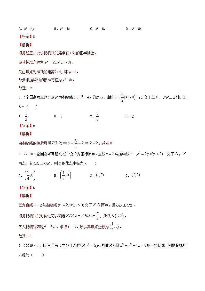 高考数学一轮复习 专题9.5   抛物线（练）02