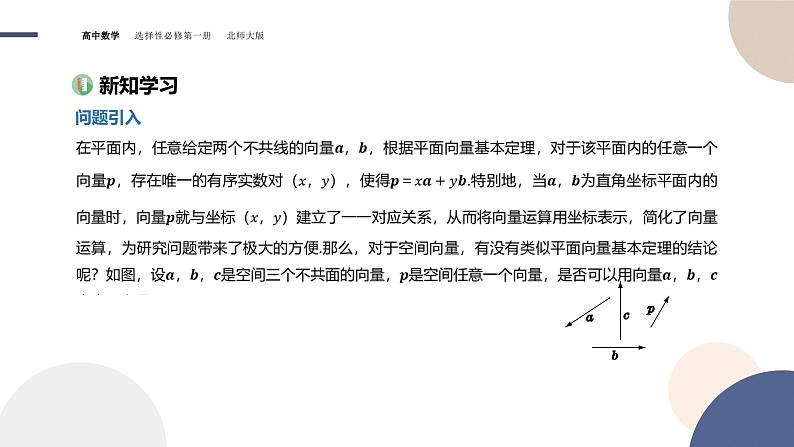 第三章-§3空间向量基本定理及向量的直角坐标运算-3.1 空间向量基本定理（课件PPT）第3页