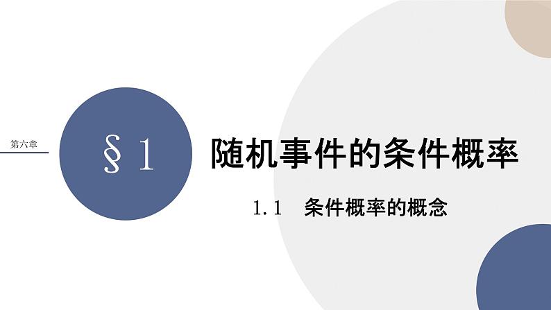 第六章-§1随机事件的条件概率-1.1条件概率的概念（课件PPT）01