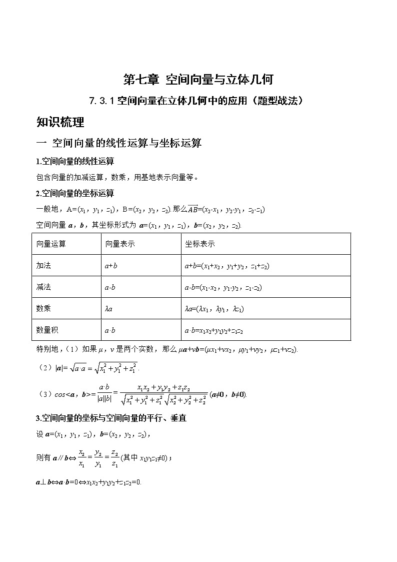 7.3.1空间向量在立体几何中的应用（题型战法）-备战高三数学一轮复习题型与战法精准训练（新高考专用）（解析版）第1页