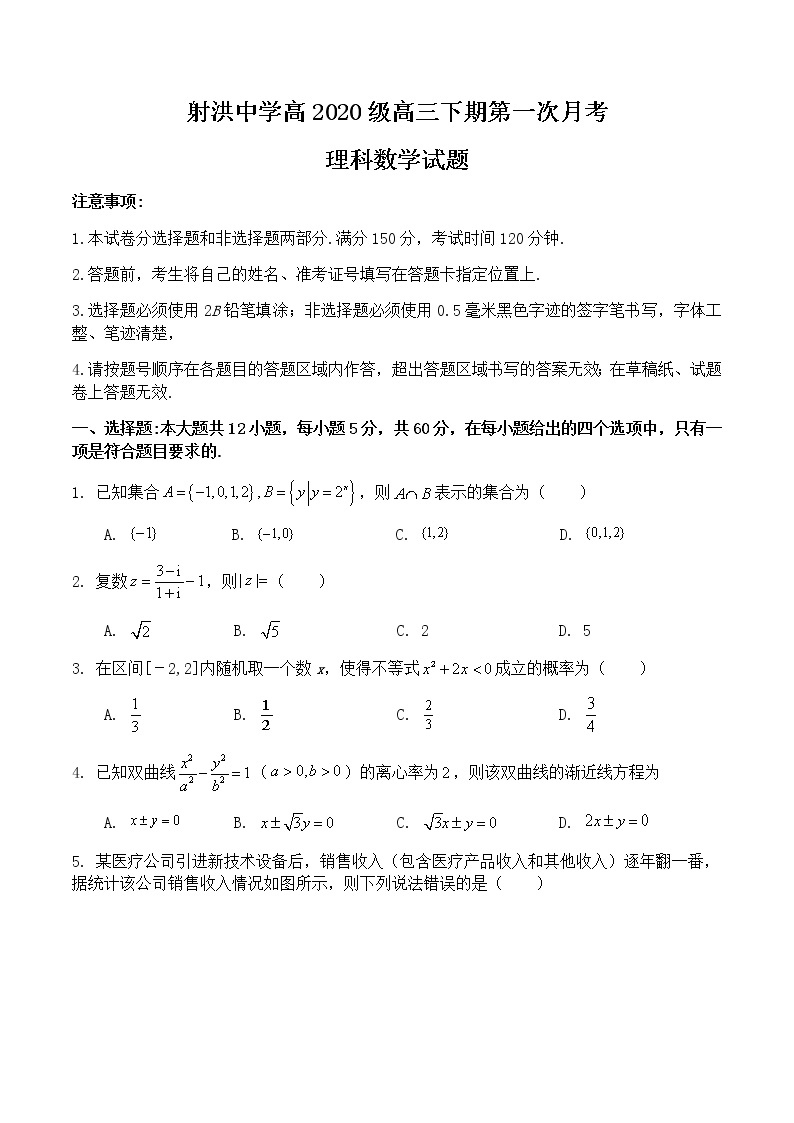 2023四川省射洪中学高三下学期3月第一次月考试题数学（理）含答案01