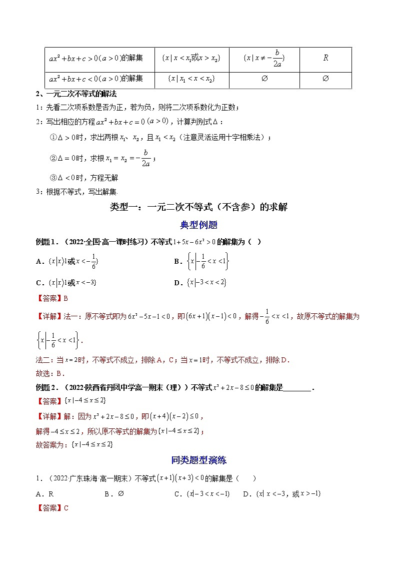 第2讲：二次函数与一元二次方程、不等式（练透重点题型）-高一数学上学期重点题型方法与技巧（人教A版必修第一册）02