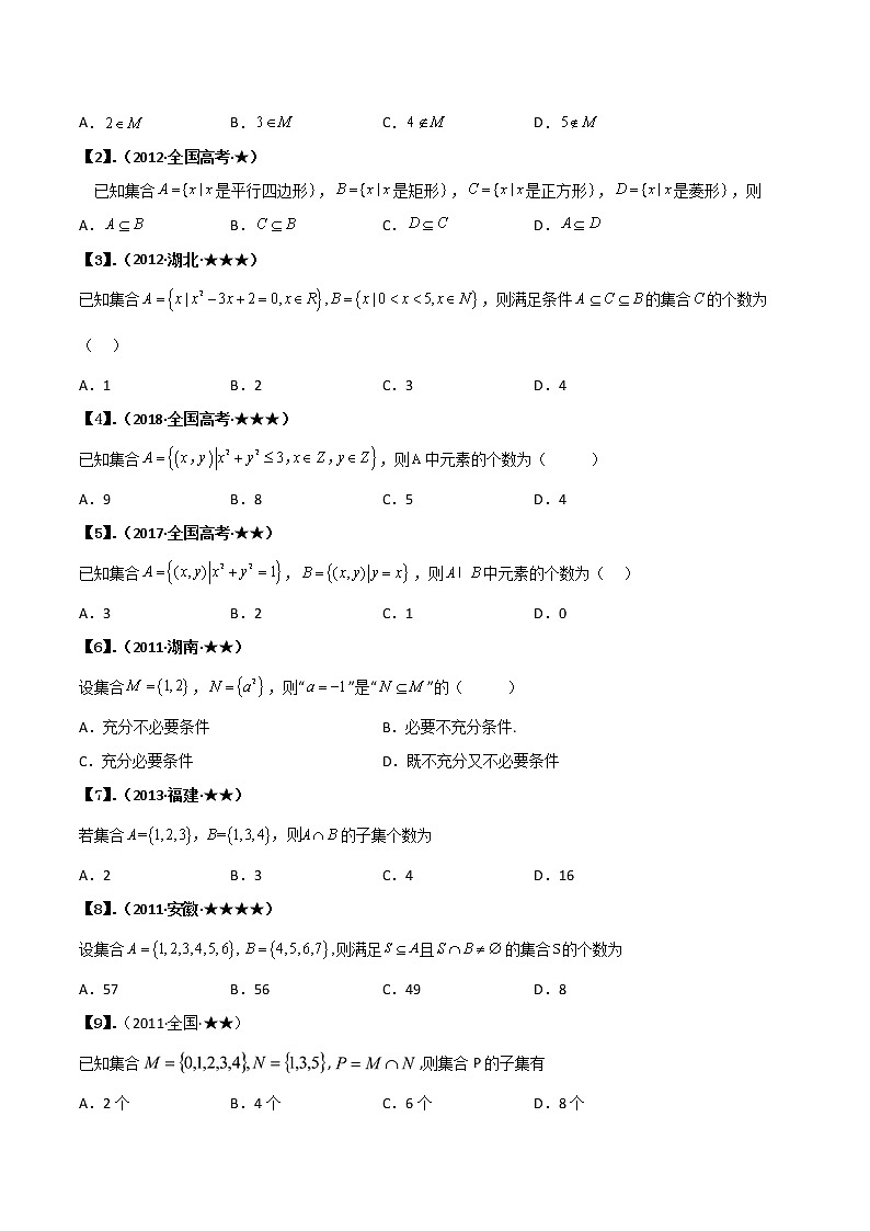 专题1.1 集合（原卷版） 第2页