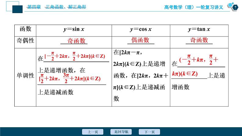 高考数学（理）一轮复习课件+讲义  第4章 第4讲　三角函数的图象与性质08