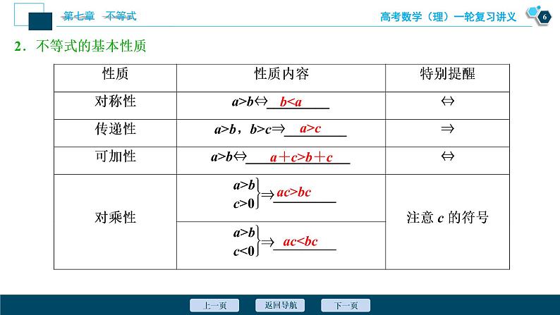高考数学（理）一轮复习课件+讲义  第7章 第1讲　不等关系与不等式07