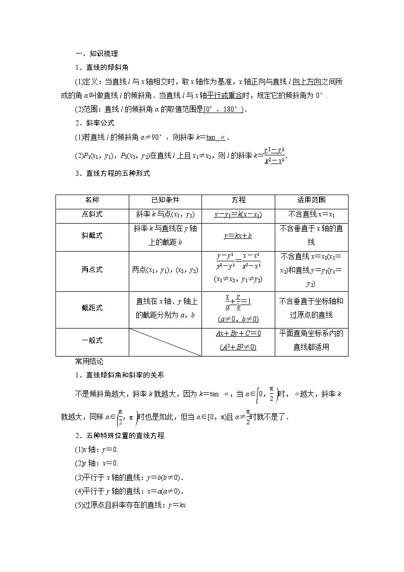 高考数学（理）一轮复习课件+讲义  第9章 第1讲　直线的倾斜角与斜率、直线的方程02