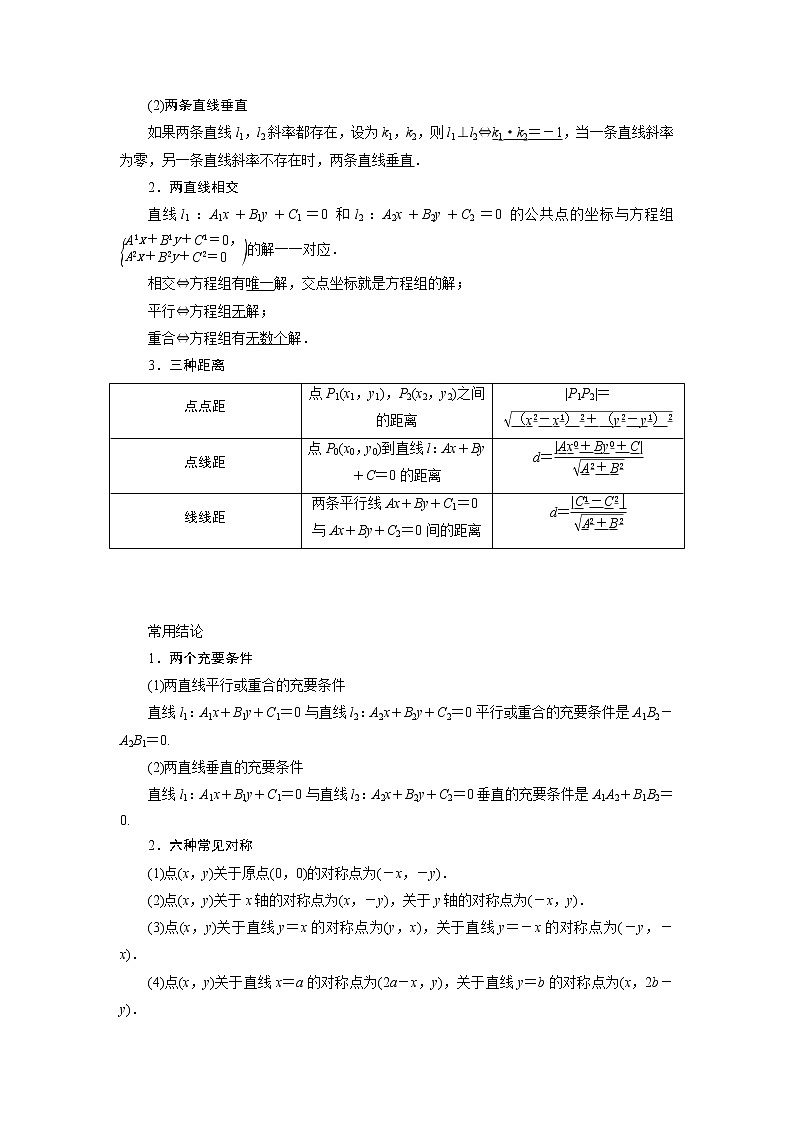 高考数学（理）一轮复习课件+讲义  第9章 第2讲　两直线的位置关系02