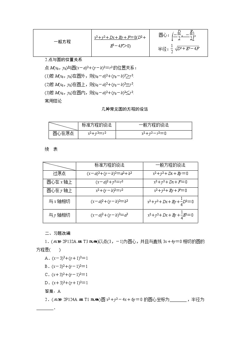 高考数学（理）一轮复习课件+讲义  第9章 第3讲　圆的方程02