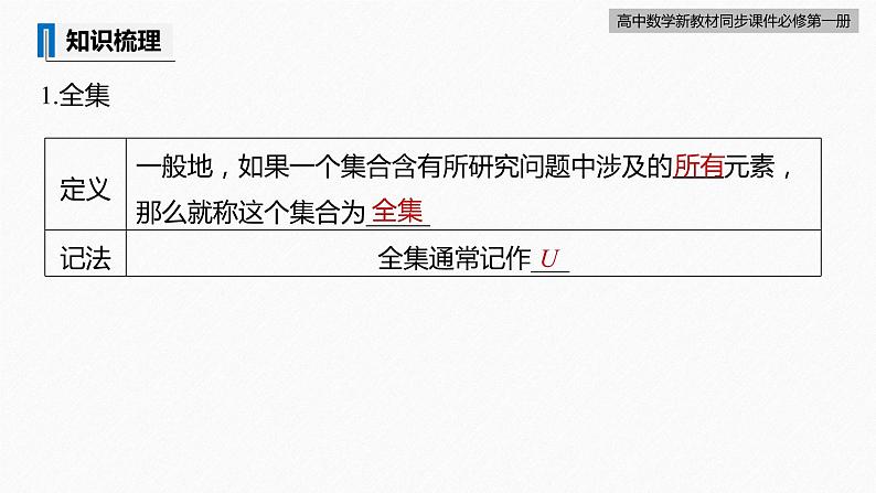 高中数学新教材必修第一册 第1章 §1.3　第2课时　全集、补集及综合运用课件PPT08