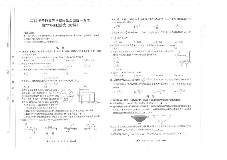 2023陕西省部分名校高三下学期高考仿真模拟测试数学（文）PDF版含答案01