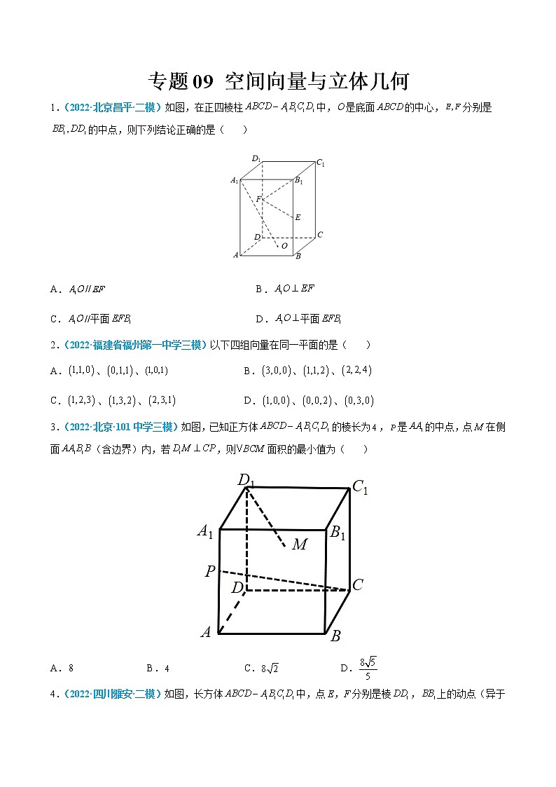 专题09 空间向量与立体几何-高考数学一轮复习小题多维练（新高考专用）（原卷版）第1页