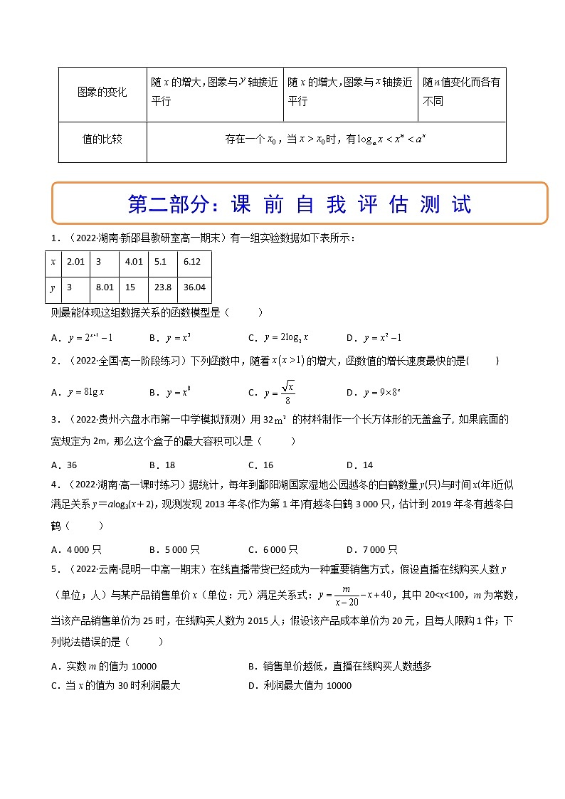 第09讲 函数模型及其应用(精讲+精练）（原卷版）备战高考数学一轮复习精讲精练（全国通用版）第3页